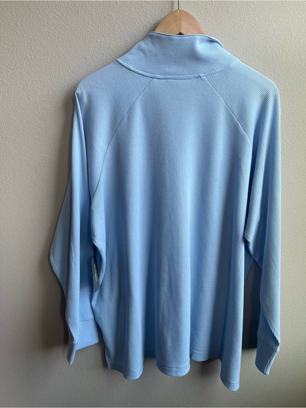 Blue Quarter Zip V Neck Blouse Pullover Top NWT - Picture 3 of 5